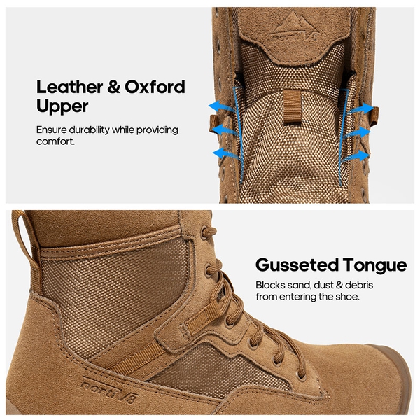 Men's Cap-Toe Waterproof Tactical Work Boots - COYOTE - 4